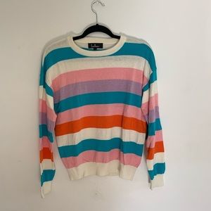 Candy Paint White Multi Striped Sweater